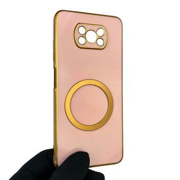Чехол для Xiaomi Poco X3 Pro с кольцом MagSafe с золотой окантовкой на сяоми поко х3 про пудровый gs1 0022935 фото
