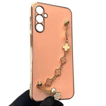 Чехол для телефона Samsung Galaxy A24 (SM-A245F) женский с ремешком и украшениями и золотой окантовкой на самсунг а24 пудровый gs1 0016215 фото