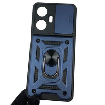 Чехол для Realme C55 бронированный с кольцом со шторкой на камеру на реалми с55 тёмно-синий 0001746 фото