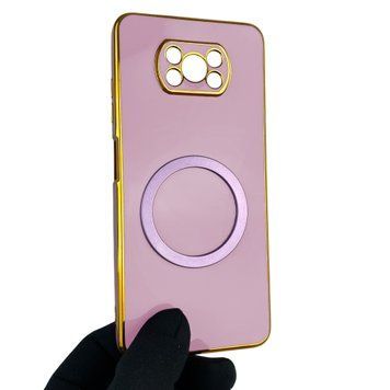 Чехол для Xiaomi Poco X3 Pro с кольцом MagSafe с золотой окантовкой на сяоми поко х3 про черничный gs1 0022058 фото
