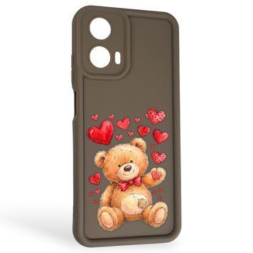 Чехол силиконовый Soft Touch с 3D принтом милый мишка для Motorola E14 коричневый (Полная защита камеры) 0044892 фото
