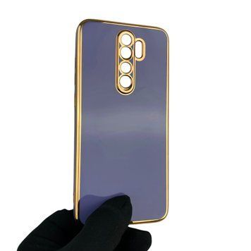 Чехол для Xiaomi Redmi Note 8 Pro с защитой камеры с золотой окантовкой на редми нот 8 про синий gs1 0020040 фото