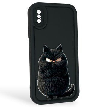 Чохол силіконовий Soft Touch з 3D принтом злого кота для Apple iPhone X чорний (Повний захист камери) 0047170 фото