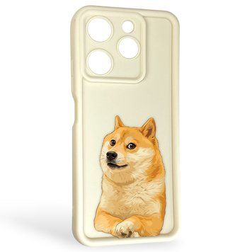 Чехол силиконовый Soft Touch с 3D принтом мема сибу для TECNO Spark 10 Pro (KI7) молочный (Полная защита камеры) 0048311 фото