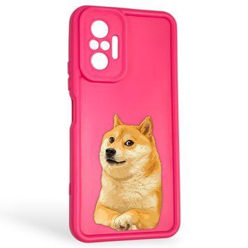 Чехол силиконовый оригинальный Soft Touch с 3D принтом мема сибу для Xiaomi Redmi Note 10 Pro малиновый (Полная защита камеры) 0047883 фото