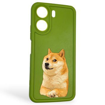 Чохол силіконовий оригінальний Soft Touch з 3D принтом мему сібу для Xiaomi Redmi 13C салатовий (Повний захист камери) 0047783 фото