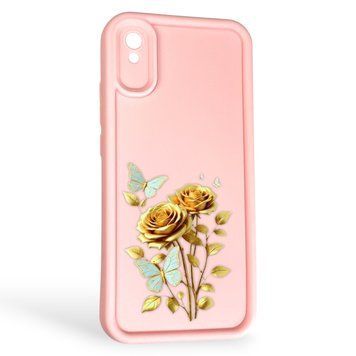Чохол силіконовий Soft Touch з 3D принтом жіночим для Xiaomi Redmi 9A рожевий (Повний захист камери) 0042977 фото
