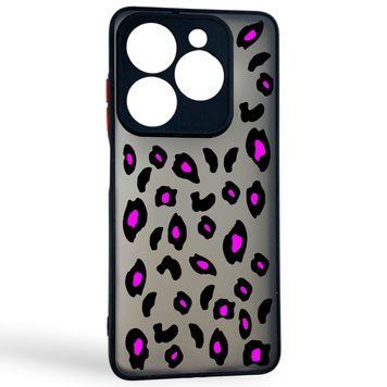 Чохол для телефона Tecno Spark 20 (KJ5n) с 3D принтом патерн леопард плями із захистом камери чорний 0059347 фото