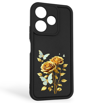 Чехол силиконовый Soft Touch с 3D принтом женским для Xiaomi Redmi 13 4G черный (Полная защита камеры) 0042929 фото
