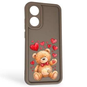 Чехол силиконовый Soft Touch с 3D принтом милый мишка для OPPO A78 4G коричневый (Полная защита камеры) 0044997 фото