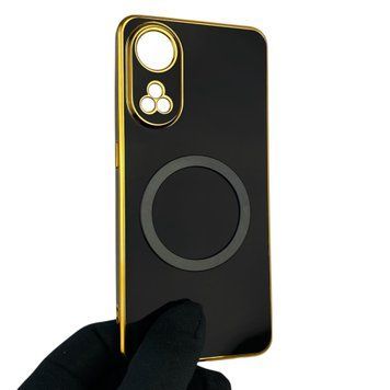 Чехол для OPPO Reno 8T 4G с кольцом MagSafe с золотой окантовкой на оппо рено 8т черный gs1 0021359 фото