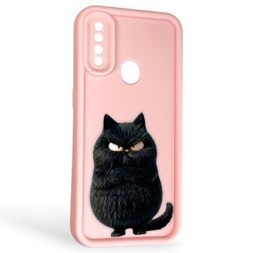 Чехол силиконовый Soft Touch с 3D принтом злой котик для Oppo A31 розовый (Полная защита камеры) 0046950 фото