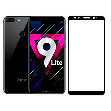 Захисне скло для телефона Honor 9 Lite протиударне повноекранне на хонор 9 лайт чорне 0038144 фото