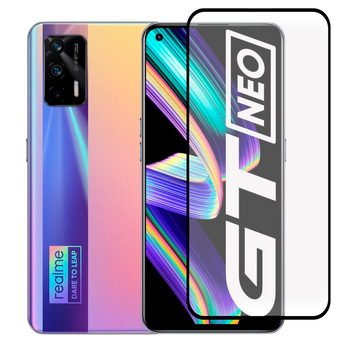 Захисне скло для телефона Realme GT Neo протиударне повноекранне на реалмі гт нео чорне 0038274 фото