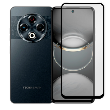 Захисне скло для телефона Tecno Spark 30 (KL6) протиударне повноекранне на техно спарк 30 чорне 0038766 фото