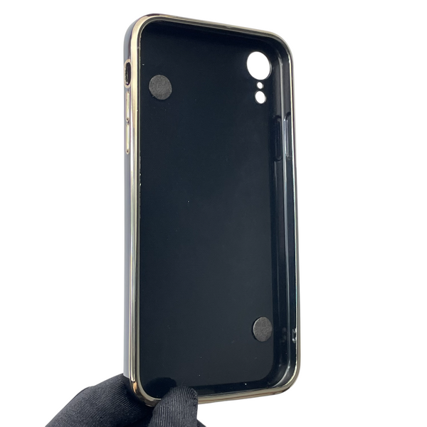 Чохол для телефона Apple iPhone Xr жіночій із ремінцем з прикрасами та золотою окантовкою на айфон хр чорний gs1 0016202 фото