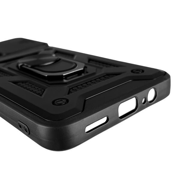 Чехол для Xiaomi POCO M4 Pro 5G бронированный с кольцом со шторкой на сяоми поко м4 про 5г чёрный 0007904 фото