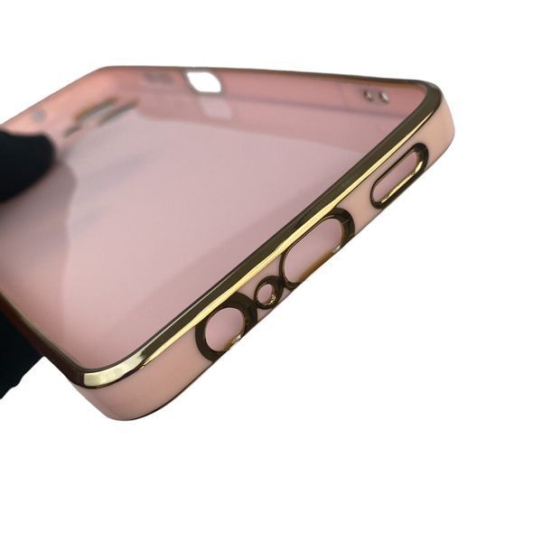 Чехол для Samsung Galaxy A06 SM-A065 с кольцом-подставкой с золотой окантовкой на самсунг а06 пудровый gs1 0020559 фото