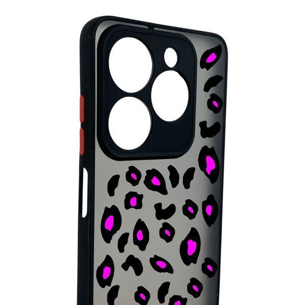 Чохол для телефона Tecno Spark 20 (KJ5n) с 3D принтом патерн леопард плями із захистом камери чорний 0059347 фото