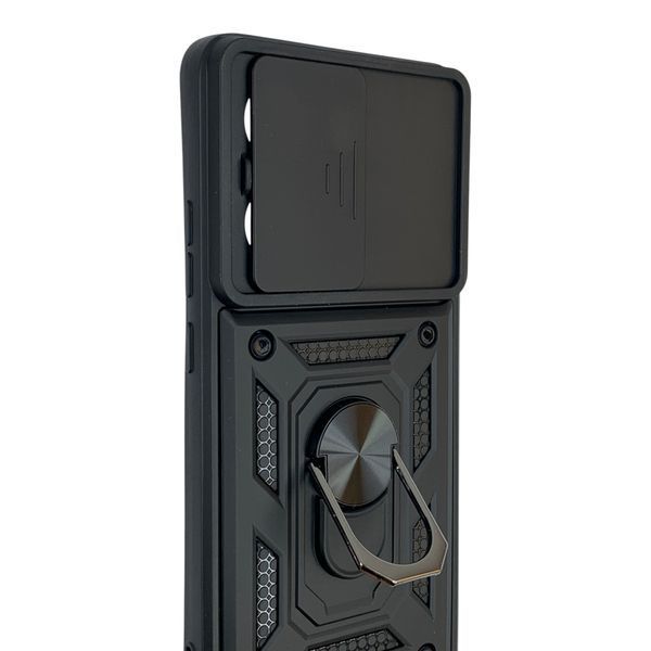 Чехол противоударный для Xiaomi Poco X7 Pro с магнитной пластиной со шторкой на камере черный 0050850 фото