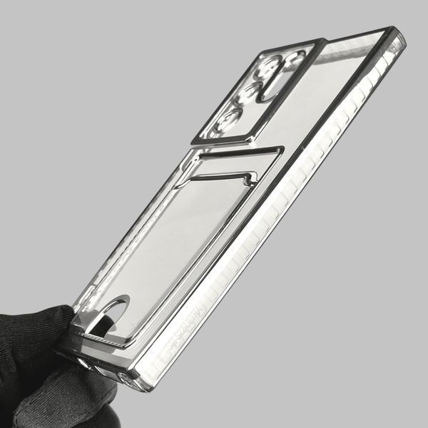 Чехол для Samsung Galaxy S22 Ultra (SM-S908B) с серебряной окантовкой с карманом самсунг с22 ультра серебряный 0013104 фото