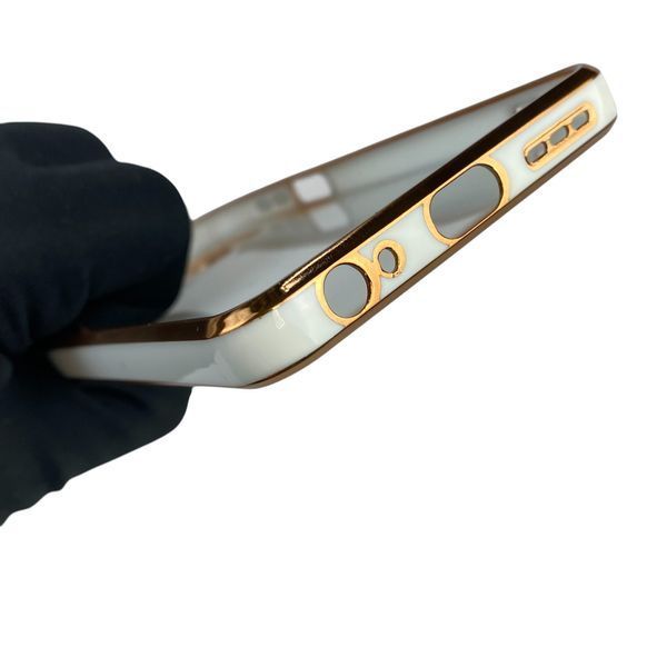 Чохол для Motorola G73 з кільцем MagSafe із золотою окантовкою на моторола г73 білий gs1 0022167 фото
