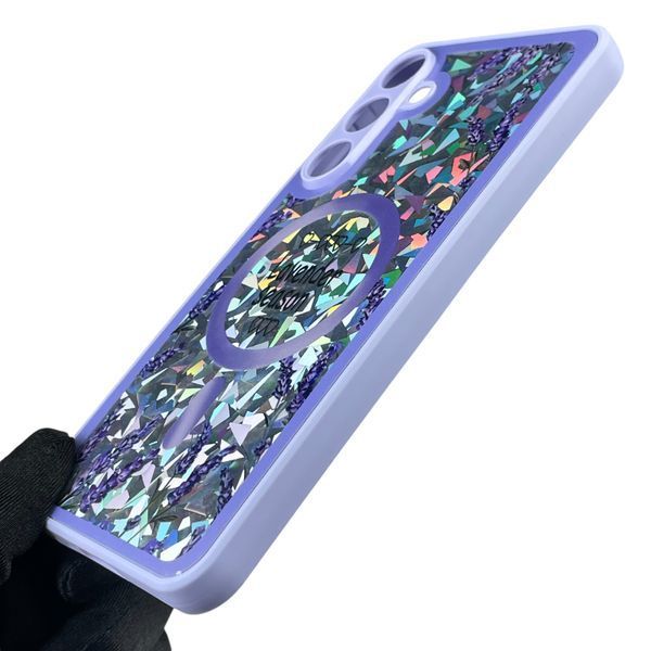 Чохол для Samsung Galaxy A55 5G (SM-A556B) з 3д ефектом з магнітом магсейф блискучий на самсунг а55 5г бузковий 0012012 фото