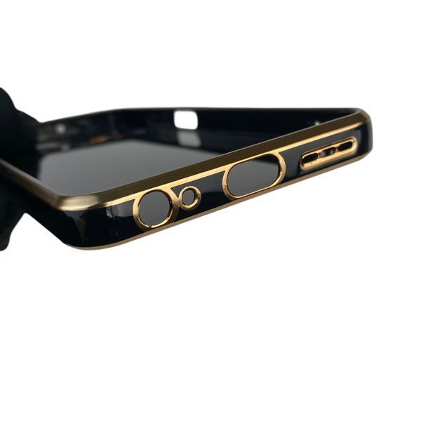 Чохол для Motorola G73 глянцевий із захистом камери із золотою окантовкою на моторола г73 чорний gs1 0019536 фото