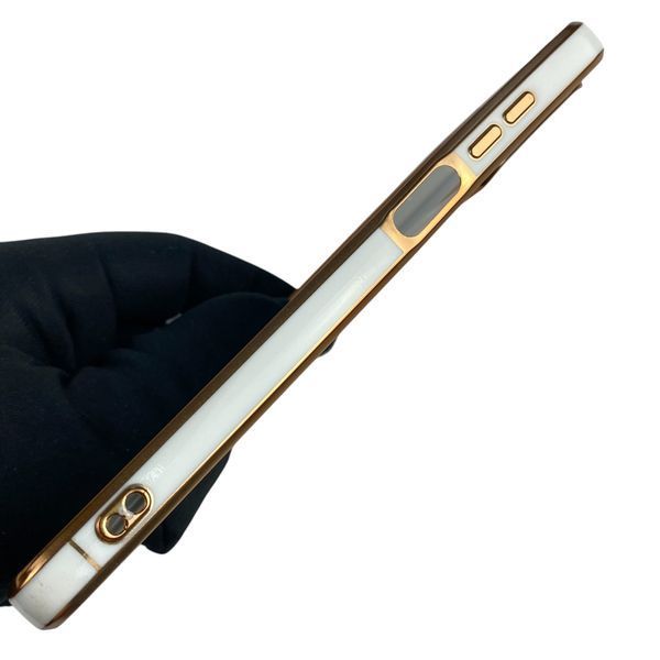 Чохол для Motorola G73 з кільцем MagSafe із золотою окантовкою на моторола г73 білий gs1 0022167 фото