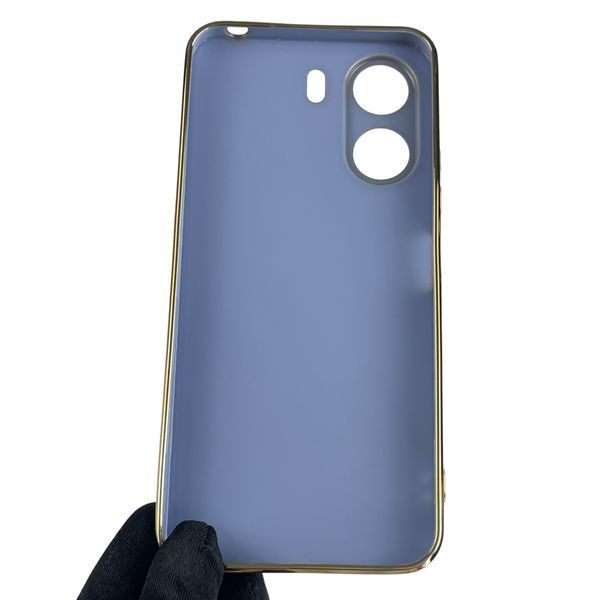 Чохол для Xiaomi Redmi 13C глянсовий із золотою окантовкою із захистом камери на сяомі редмі 13с синій 0008389 фото