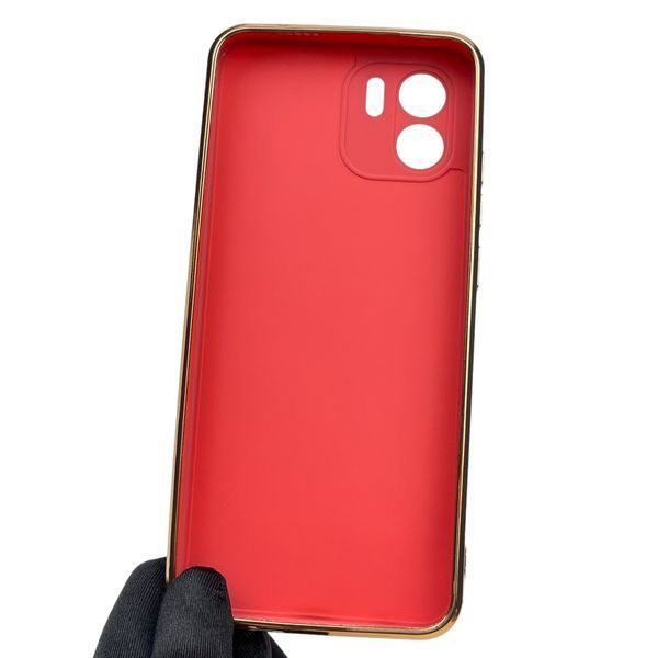 Чохол для Xiaomi Redmi A2 глянсовий із золотою окантовкою із захистом камери на сяомі редмі а2 червоний 0000079 фото