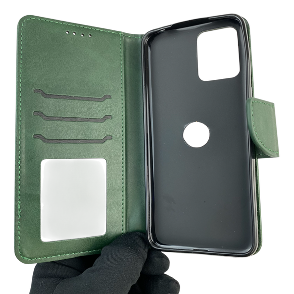 Чехол-книжка для телефона Motorola Moto E13 (PAXT0034) кожанная с магнитной застежкой на моторола е13 зеленая 0025225 фото