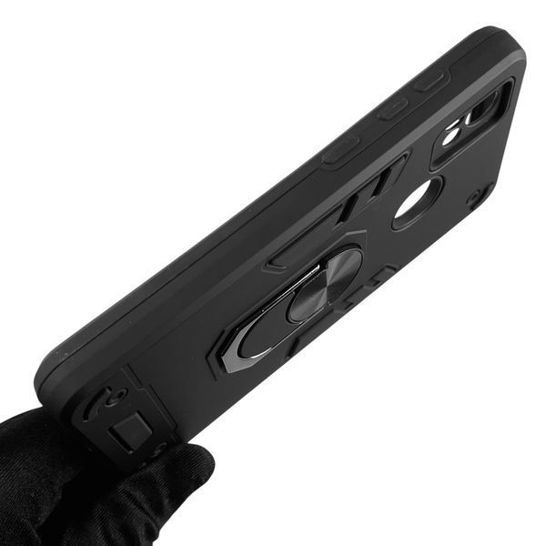 Чехол для телефона ZTE Blade A31 бронированный с магнитным кольцом-держателем на зте блейд а31 чёрный 0025831 фото