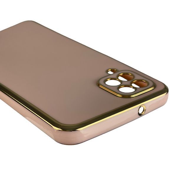 Чехол для Samsung Galaxy M12 SM-M127F с золотой окантовкой с защитой камеры на самсунг м12 пудровый 0008232 фото