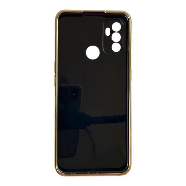 Чехол для OPPO A53 (4G) с принтом золотые бабочки с защитой камеры с золотой окантовкой 0059426 фото