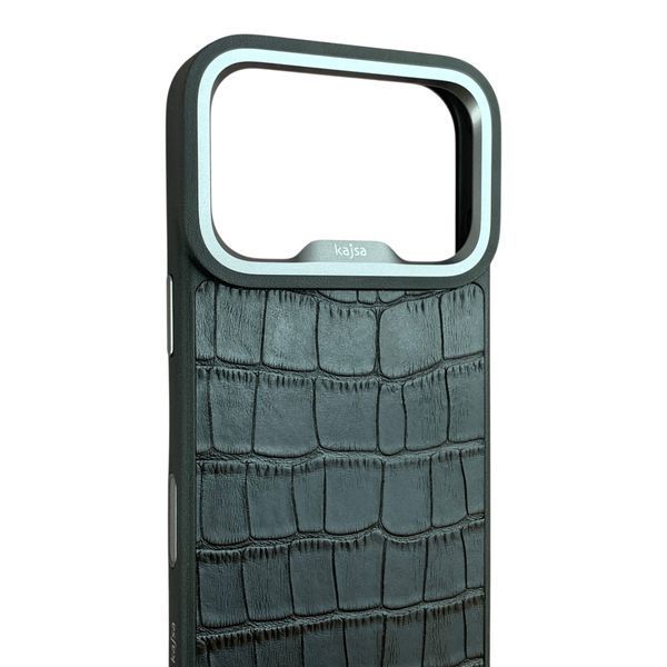 Чохол Kajsa Neo Classic Croco для iPhone 18 Pro чорний (MagSafe, металеве кільце камери, преміум) 0062141 фото