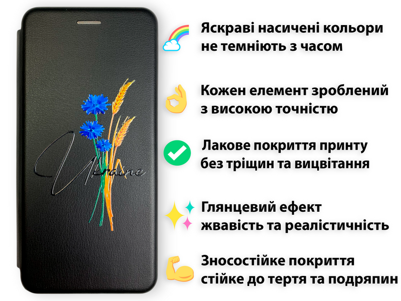 Чохол книжка з 3D принтом для OPPO A15 з екошкіри із підставкою та магнитом чорна gd2 0015077 фото