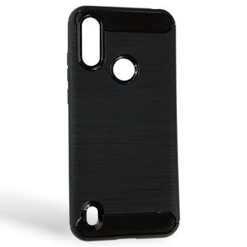 Чохол для телефона Motorola E6i карбоновий протиударний з високими бортами чорний 0051841 фото
