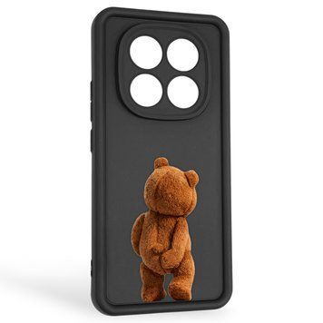 Чехол силиконовый оригинальный Soft Touch с 3D принтом смешного теда мишки для Xiaomi Redmi Note 14 Pro 5G черный (Полная защита камеры) 0049070 фото