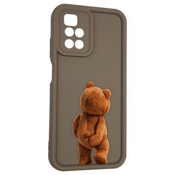 Чехол силиконовый оригинальный Soft Touch с 3D принтом смешного теда мишки для Xiaomi Redmi 10 коричневый (Полная защита камеры) 0048820 фото