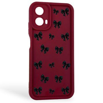 Чохол силіконовий Soft Touch з 3D принтом для Motorola G34 бордовий (Повний захист камери) 0057352 фото