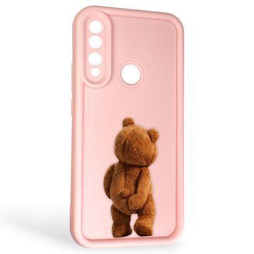 Чехол силиконовый Soft Touch с 3D принтом смешного теда мишки для Huawei P Smart Z розовый (Полная защита камеры) 0049123 фото