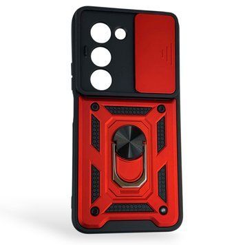 Чехол противоударный для Xiaomi Redmi 15 4G EU / UA с магнитной пластиной со шторкой на камере красный 0051055 фото