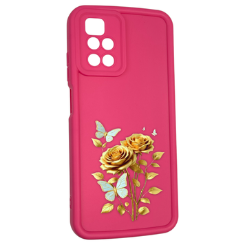 Чехол силиконовый Soft Touch с 3D принтом женским для Xiaomi Redmi 10 малиновый (Полная защита камеры) 0042876 фото