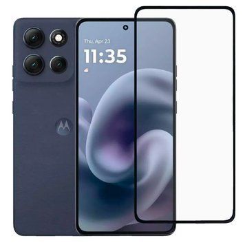 Захисне скло для телефона Motorola G86 5G протиударне на весь екран прозоре з чорною рамкою 0053803 фото