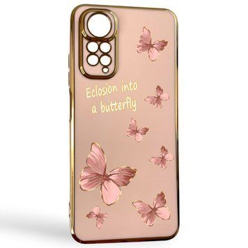 Чохол для Xiaomi Redmi Note 11 4G з принтом золоті метелики глянцевий із захистом камери із золотою окантовкою 0059527 фото
