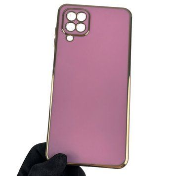 Чехол для Samsung Galaxy M12 SM-M127F с золотой окантовкой с защитой камеры на самсунг м12 сиреневый 0008231 фото