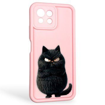 Чохол силіконовий оригінальний Soft Touch з 3D принтом злого кота для Xiaomi Mi 11 Lite 5G NE рожевий (Повний захист камери) 0046598 фото