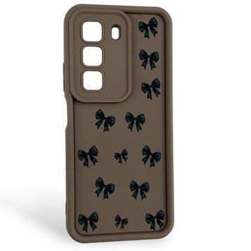 Чехол силиконовый Soft Touch с 3D принтом Бантики для Infinix Hot 50 коричневый (Полная защита камеры) 0057302 фото