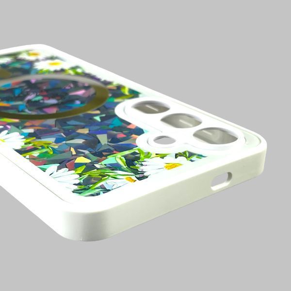 Чохол для Samsung Galaxy S24 (SM-S921B) з 3д ефектом з магнітом магсейф блискучий на самсунг с24 білий 0012013 фото